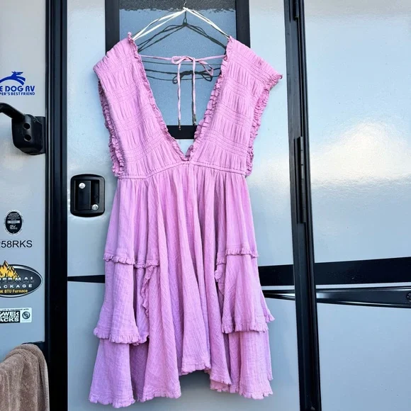 Free People Frilly Pink Mini Dress - Picture 7 of 7